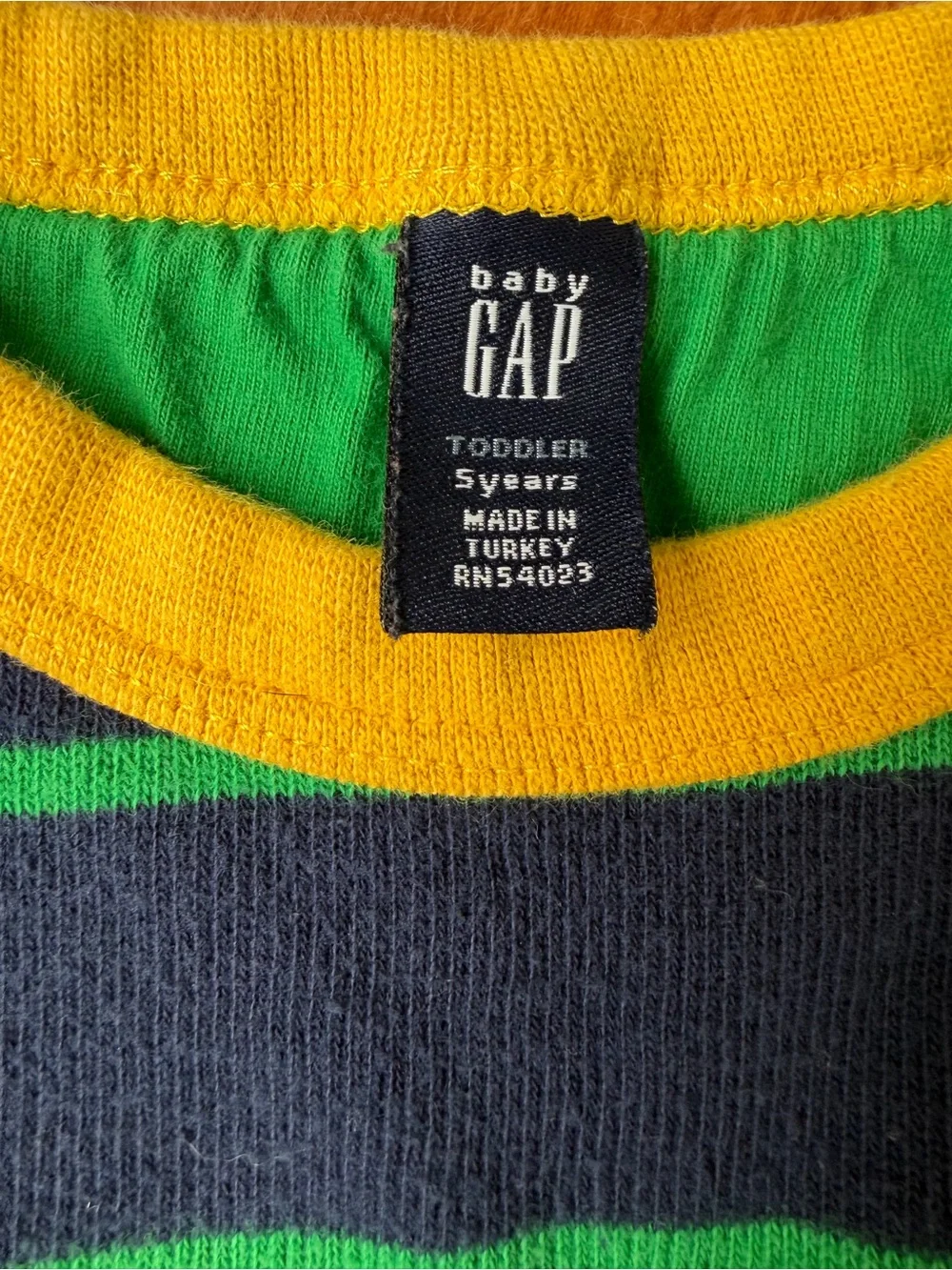 Striped Navy & Teal Long-Sleeve sweater Top with‎ Yellow Trim for Boy